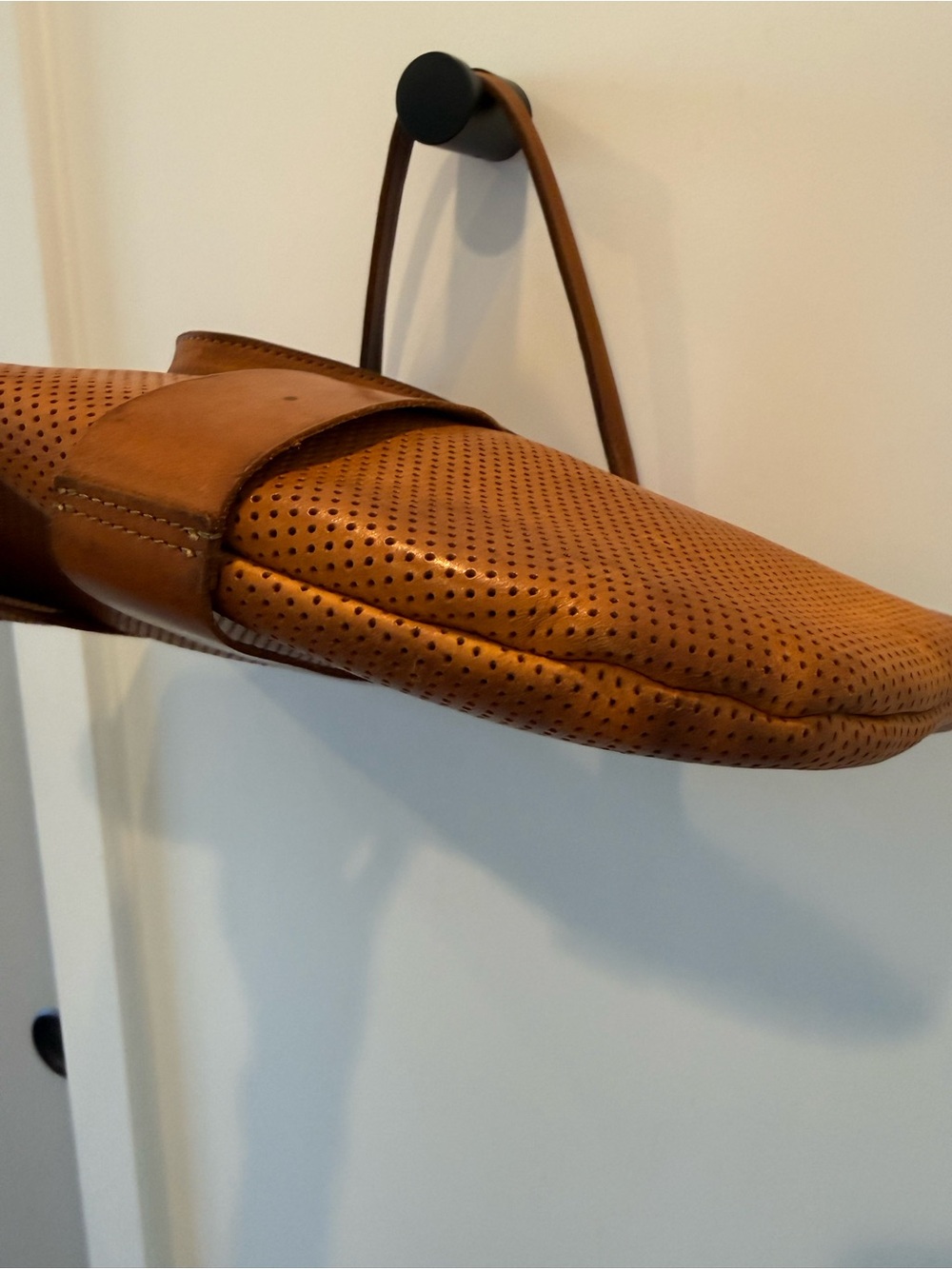 Clare V. La Tropezienne Perforated Leather Tote | Cognac Brown | Made in USA - Picture 13 of 16
